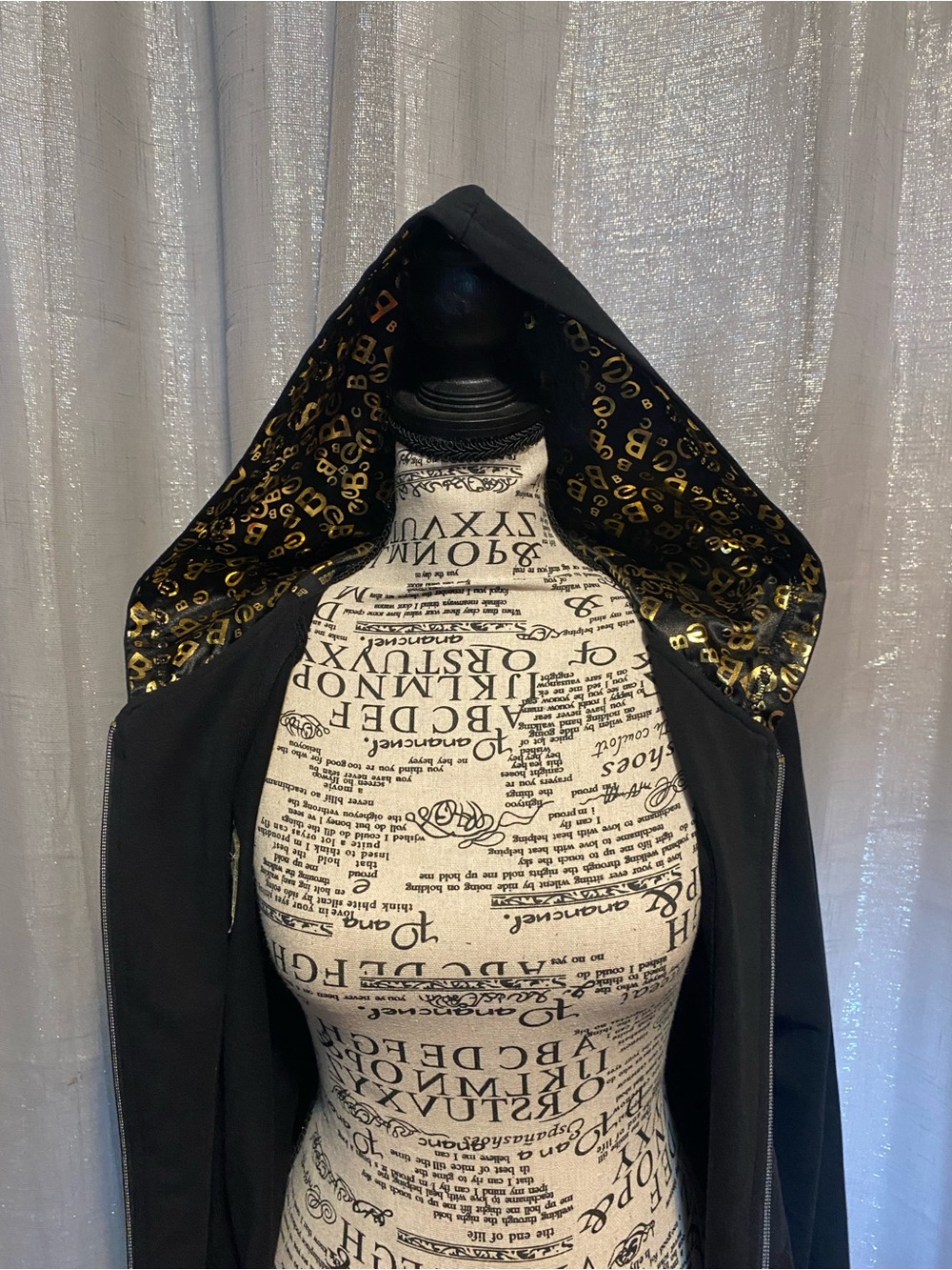 BCBGMaxAzria Black Hooded Jacket with Gold Lining